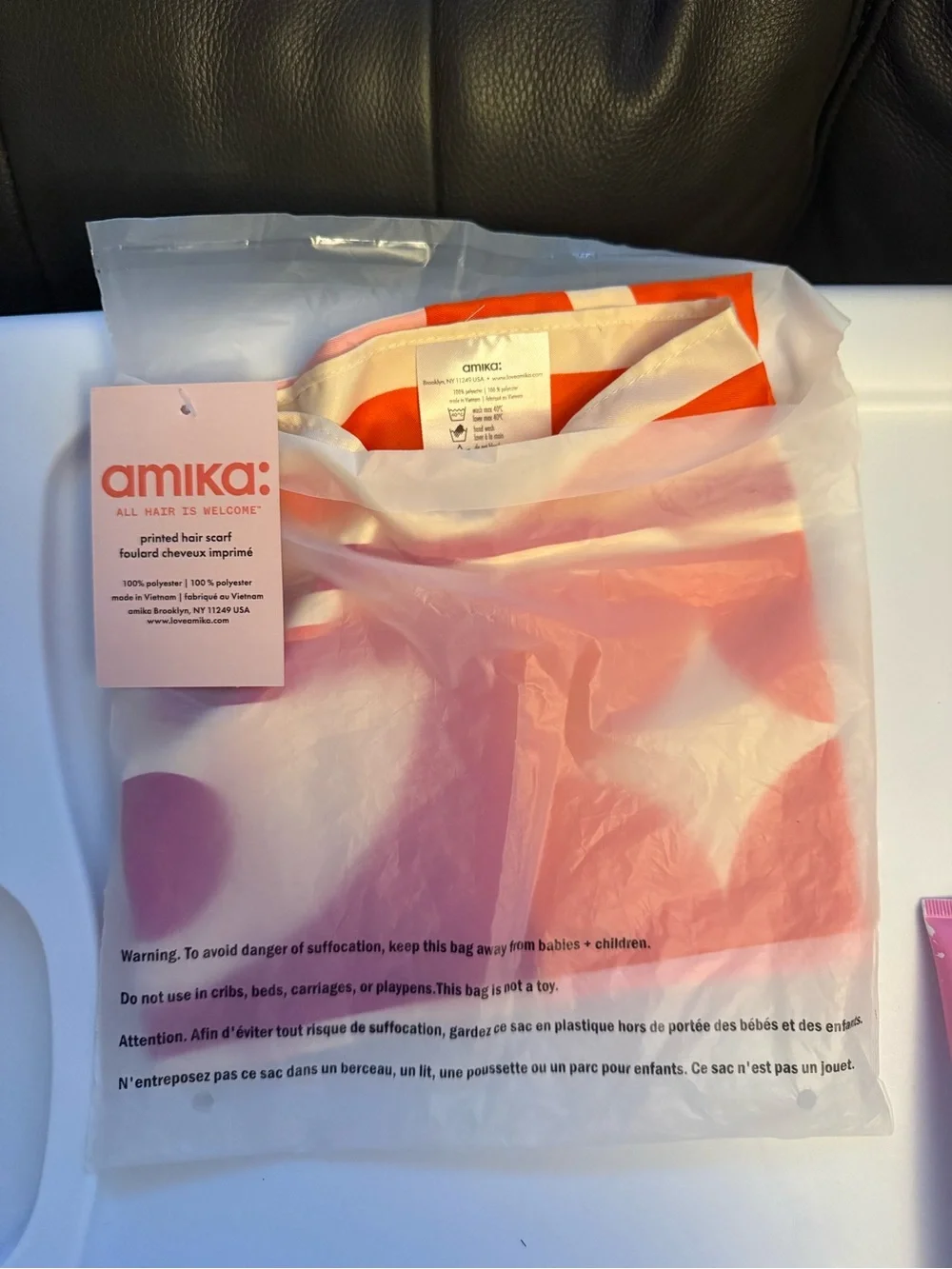 AMIKA  Pink & Orange Printed Hair Scarf